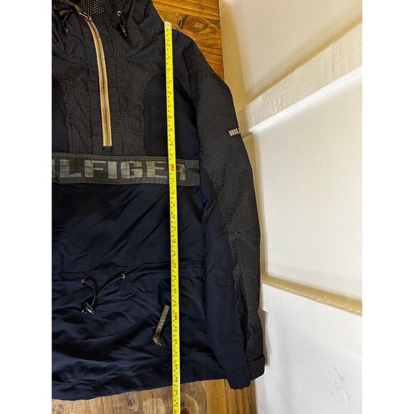 Vintage Tommy Hilfiger 1/4 Zip Spellout Hooded Pullover Anorak 90s Y2K Navy Blue - Picture 8 of 8